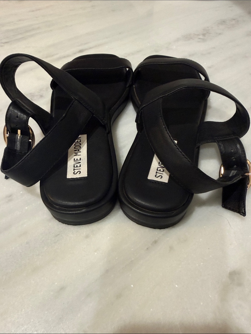 Steve Madden Black Strappy Platform Sandals
